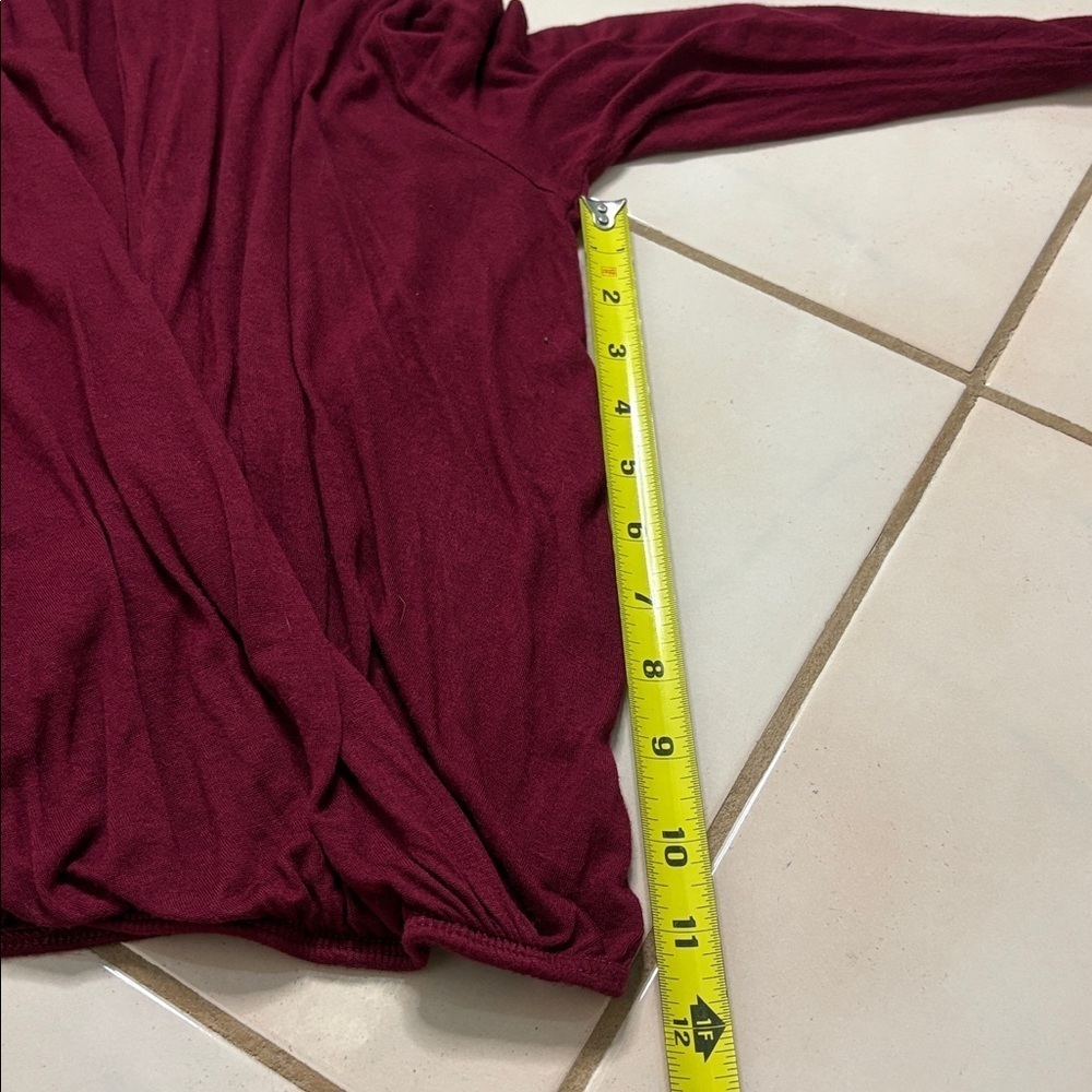 Beware Brand Mauve Burgundy Long Sleeve Wrap Top. Medium - Picture 8 of 11